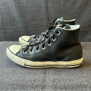 Converse Chuck Taylor Dark Grey Leather Faux Fur Lined High-tops